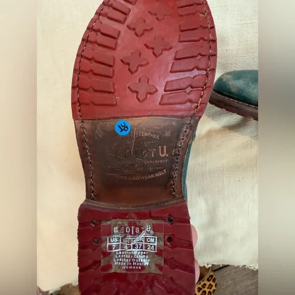 BED|STU Teal Leather Boots - Picture 2 of 4